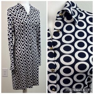 INC International Concepts stretch long sleeve buttoned collar shirt dress S